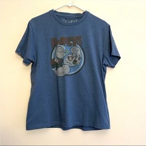 Popeye Blue short sleeve t-shirt size Large Men's Popeye the Sailor man cartoon